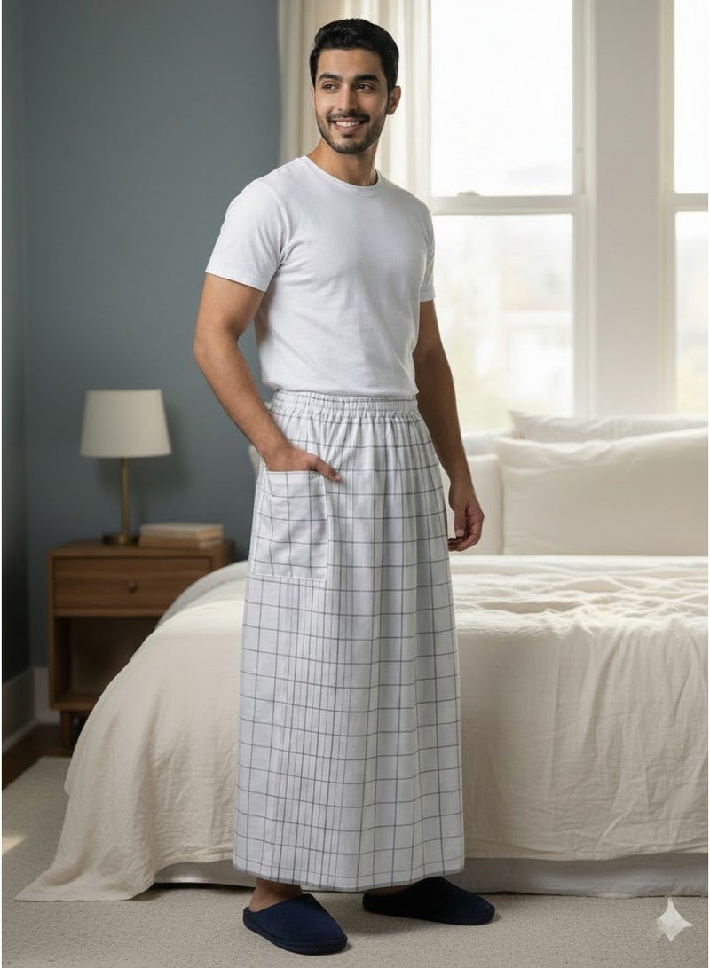 هيرو فوطة ابيض وزرة مطاط مع جيب جانبي للرجل فوطة رجالية وزرة صيفي مريحة جدا وباردة للرجال وزار رجالي معوز صارون صاروم اسباعية رجالية مناسب للمنزل والنوم وللرياضيين اوقات الصلاة - Image 5